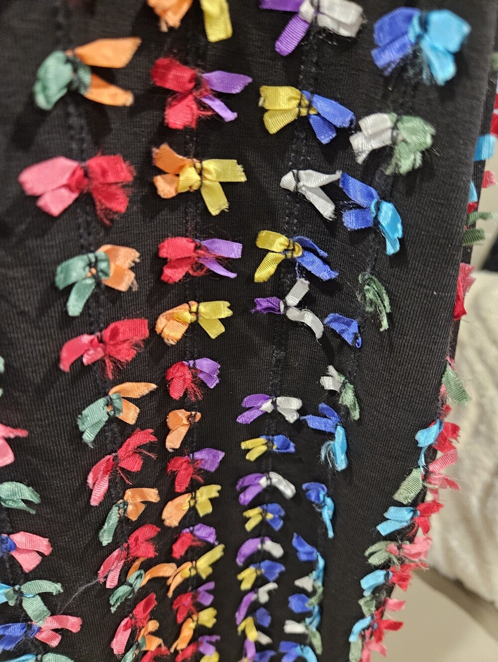 VTG Betsey Johnson Punk Label Rainbow Ribbon Bow Bodycon Mini Dress Cotton Lycra - Picture 11 of 12